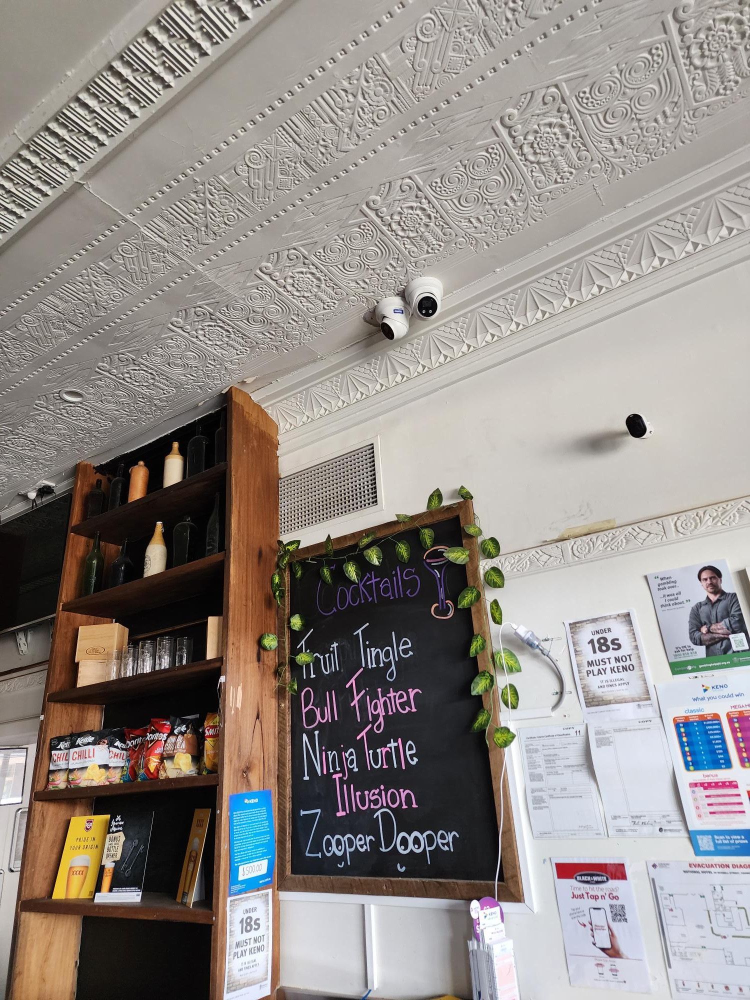 Discreet security cameras installed inside a Gatton cafe